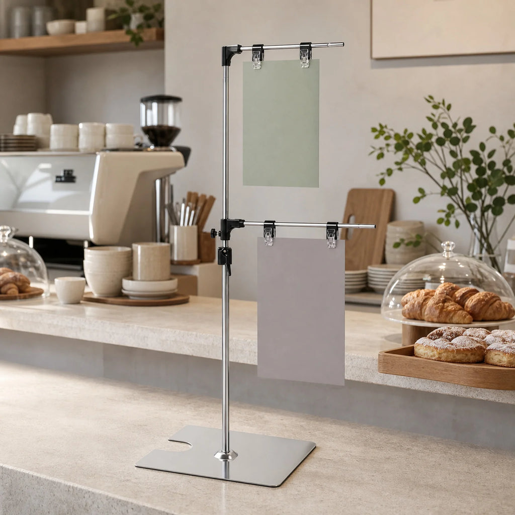 Nils Adjustable Double-Crossbar Display Stand - lifestyle view
