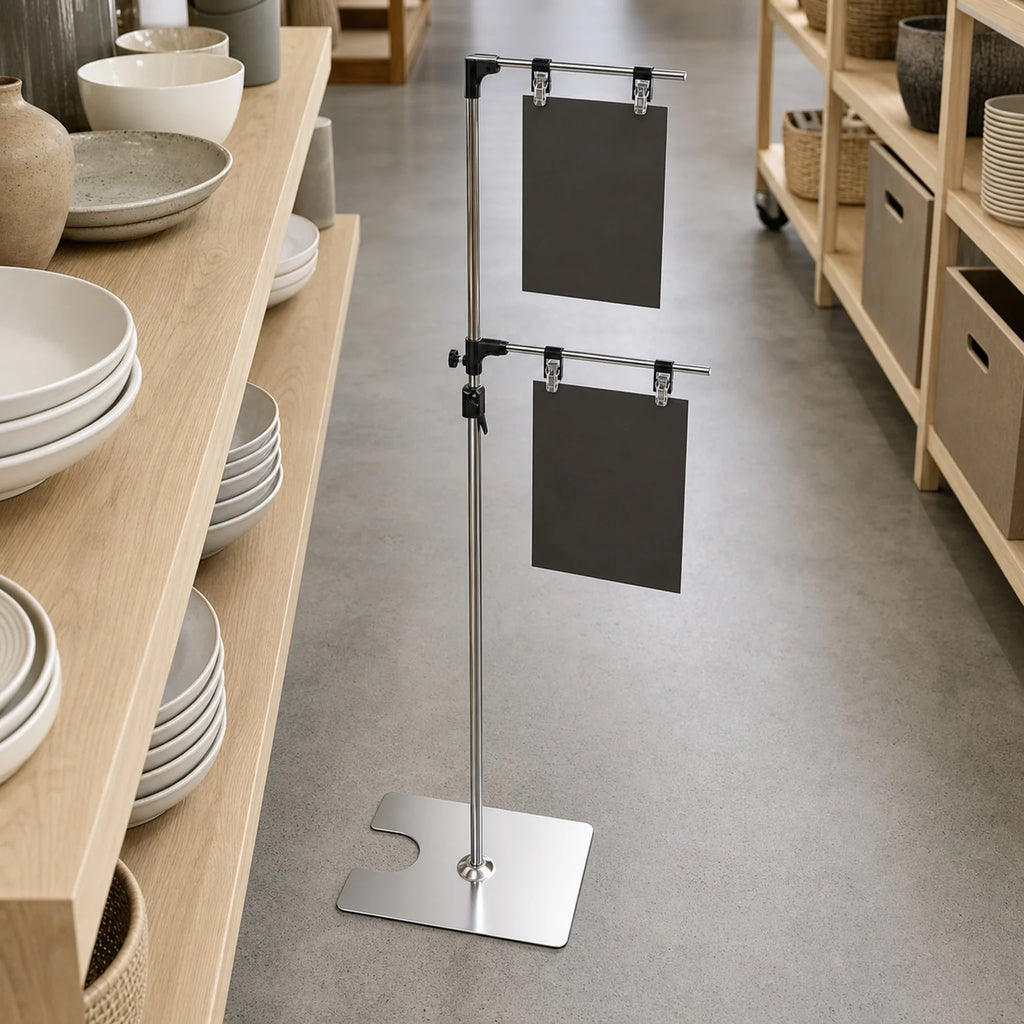 Nils Adjustable Double-Crossbar Display Stand - lifestyle view