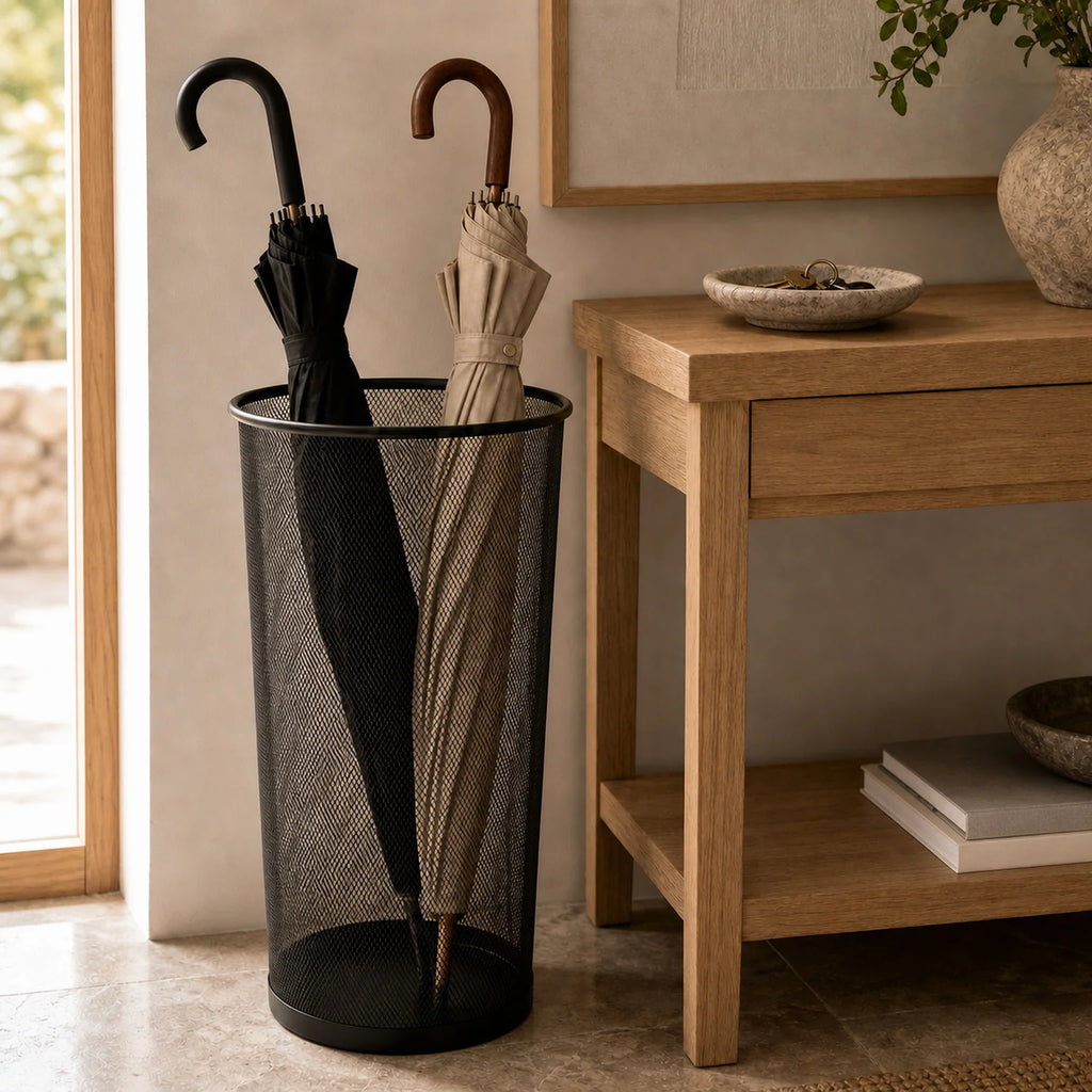 Otto Metal Mesh Umbrella Stand - lifestyle view