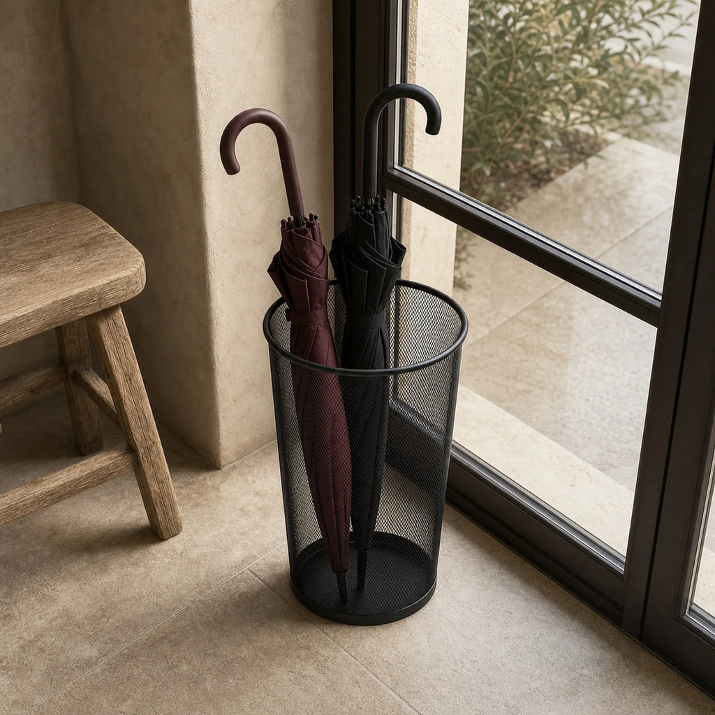 Otto Metal Mesh Umbrella Stand - lifestyle view