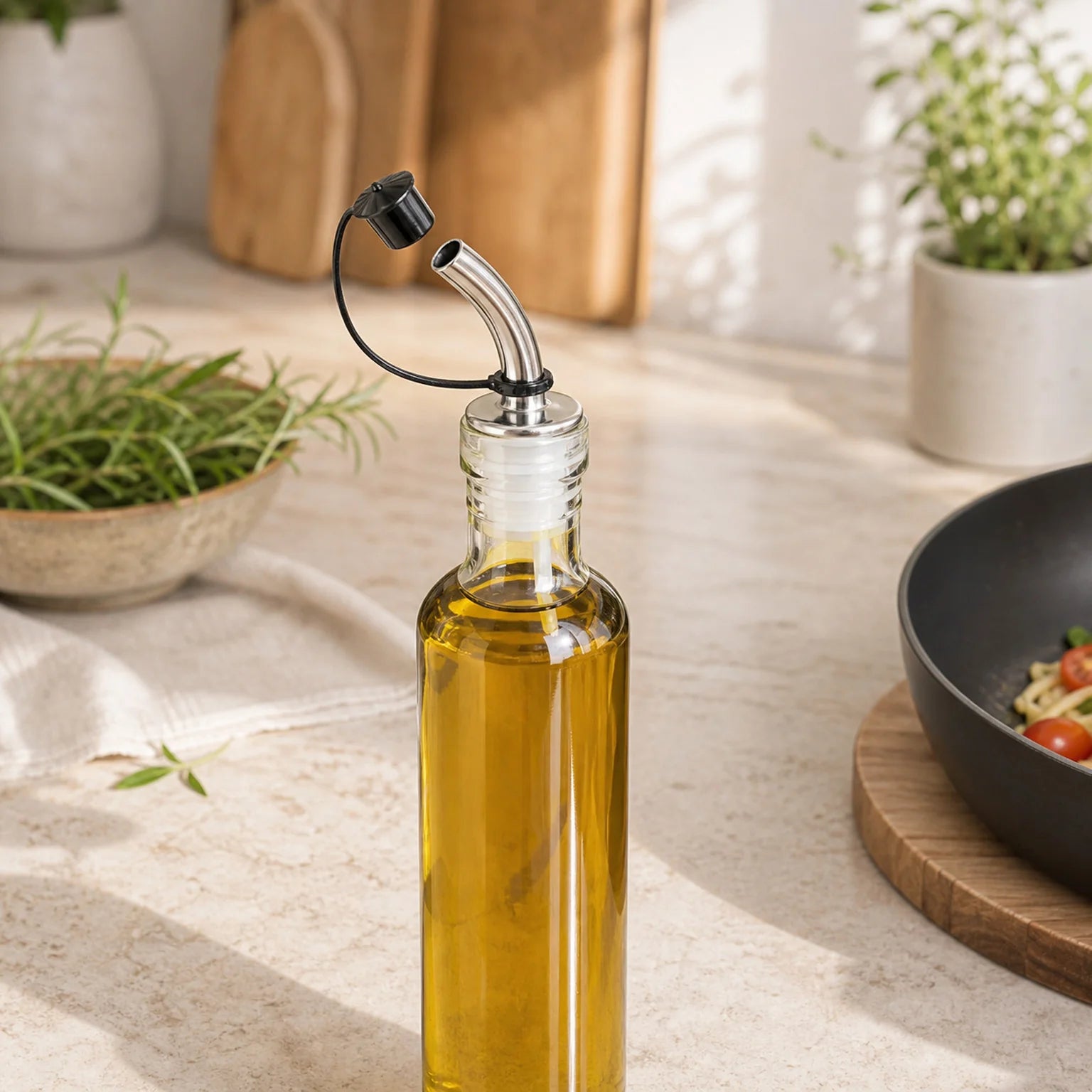 Pablo Capped Metal Wine Pourer - lifestyle view