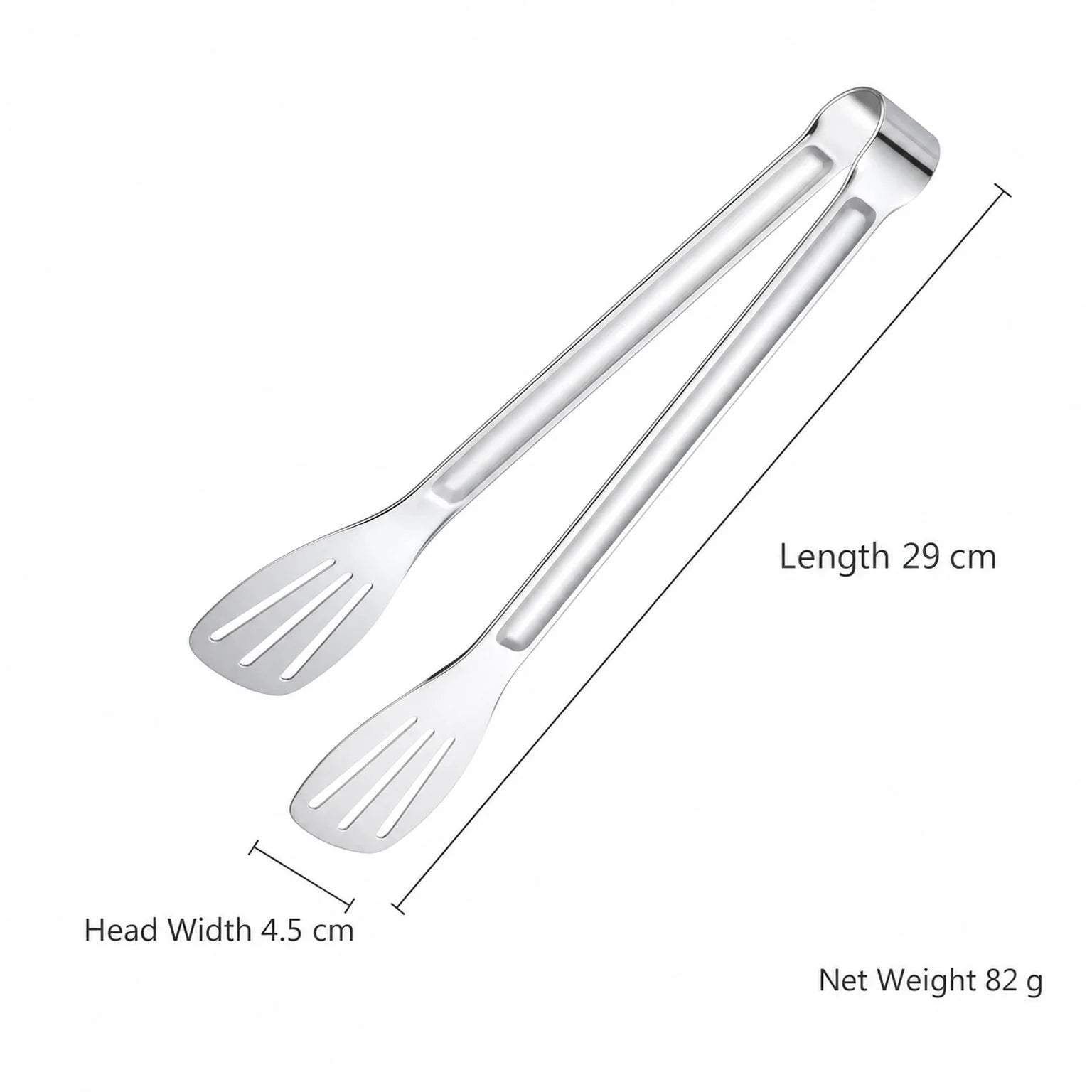 Petra Stainless Steel Serving Tongs - dimensions view