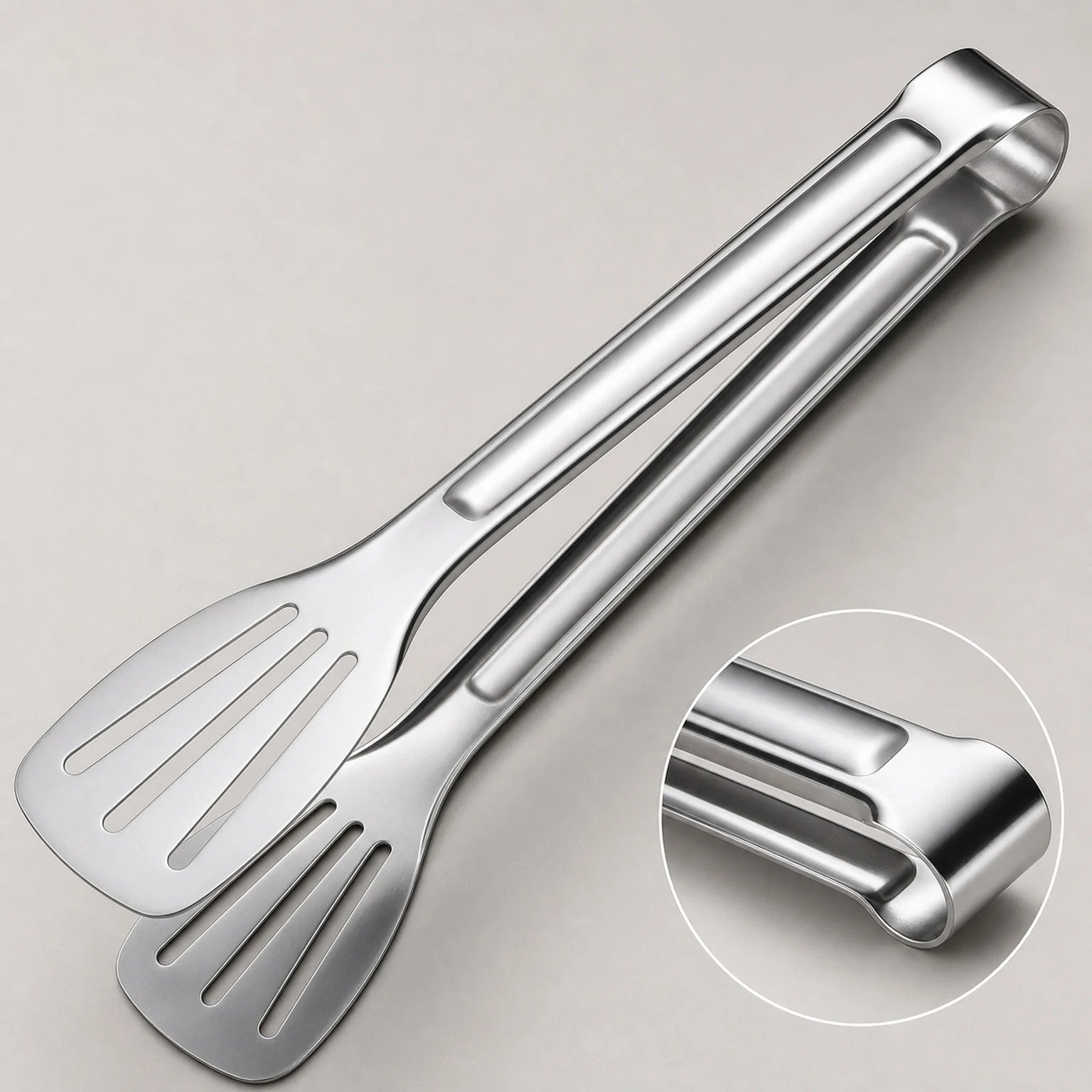 Petra Stainless Steel Serving Tongs - detail view