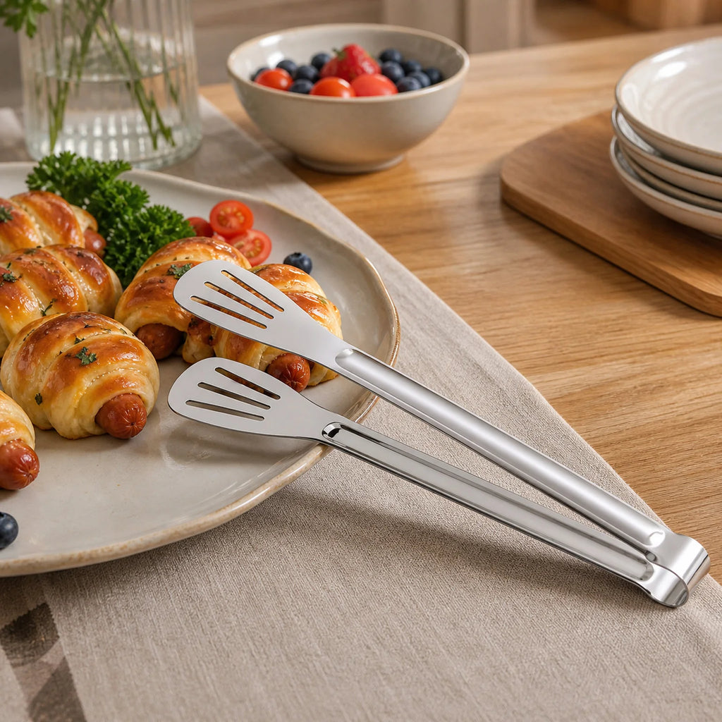 Petra Stainless Steel Serving Tongs - lifestyle view