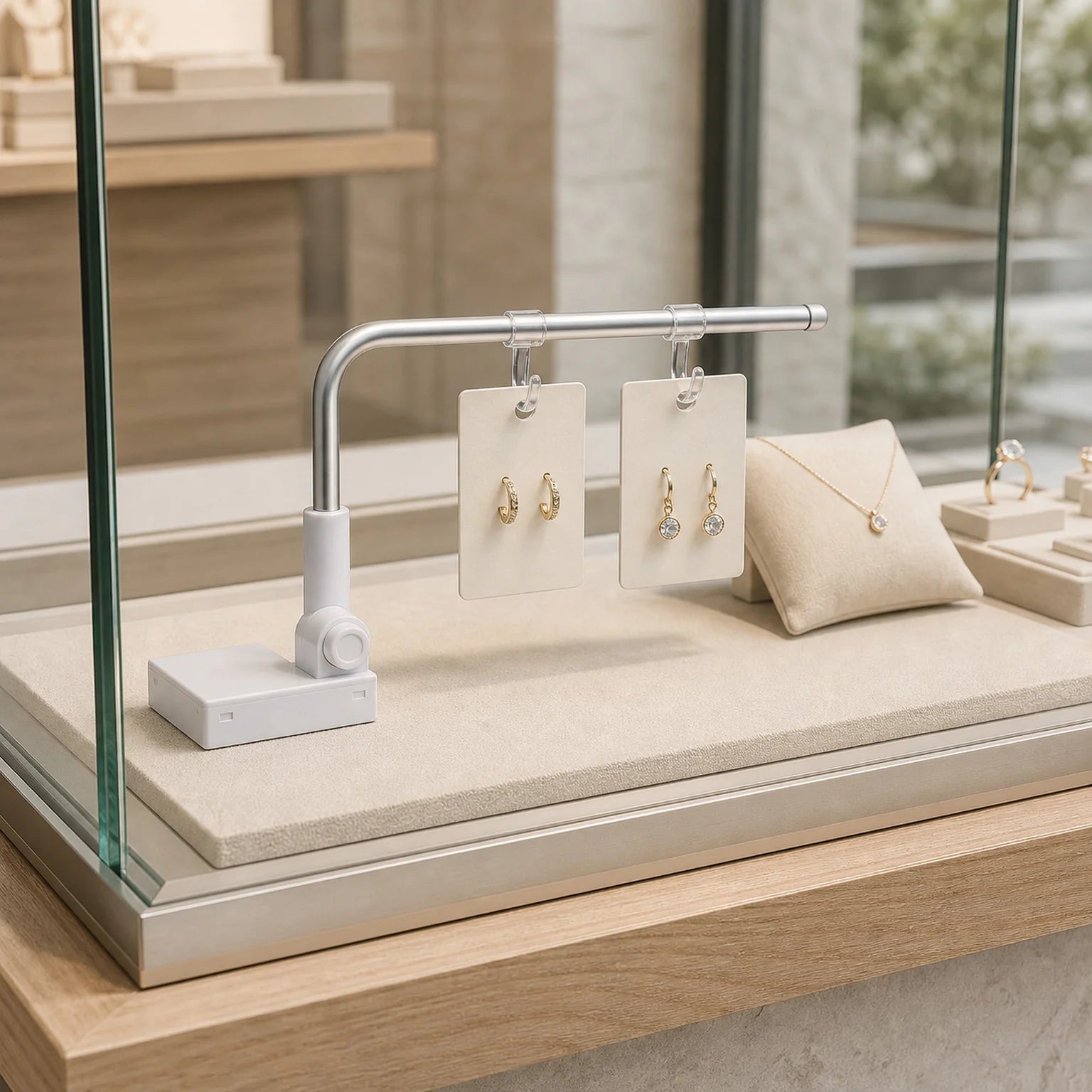 Rosa Display Cabinet Rail Including Sliding Hooks - lifestyle view