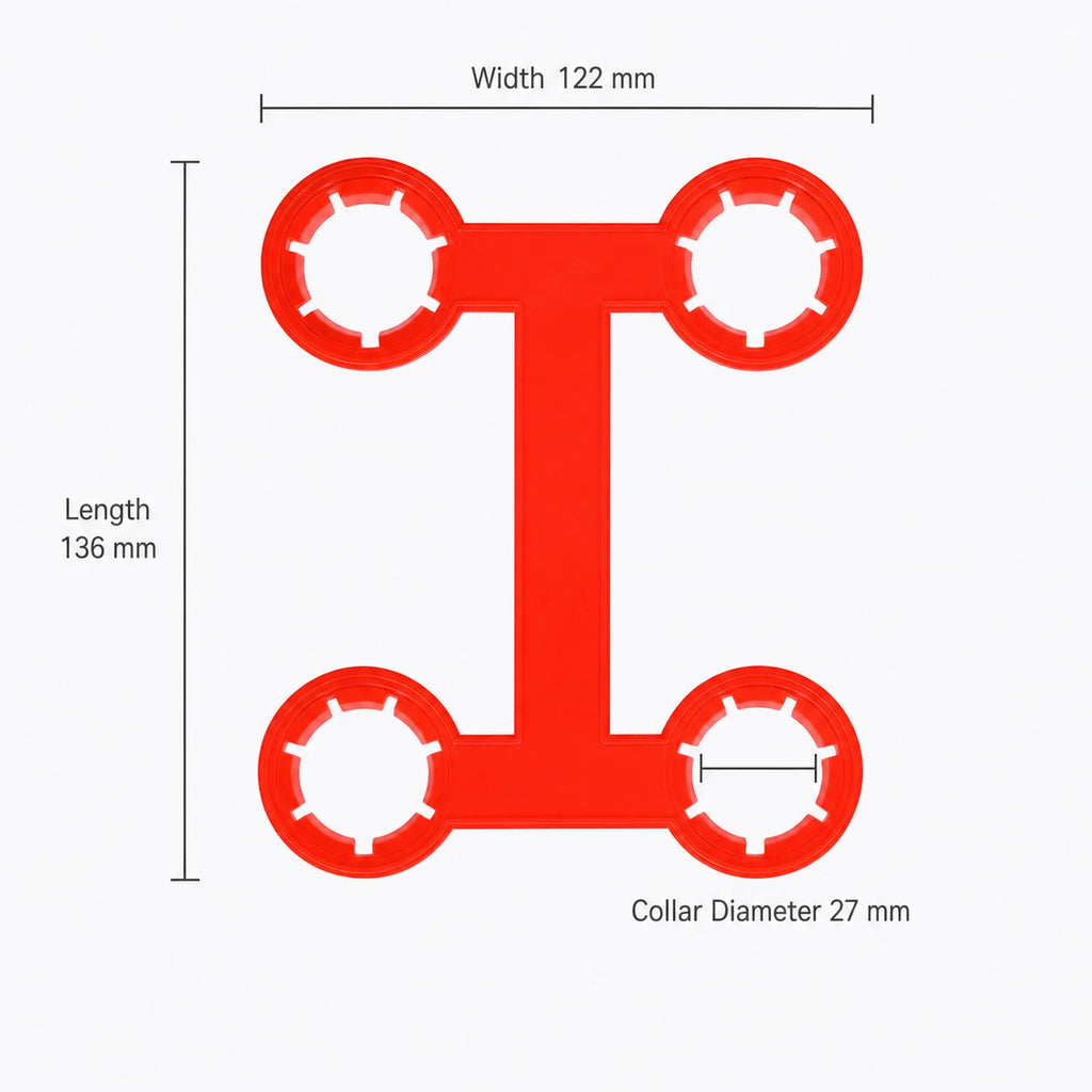 Ruben Four-Bottle Carrier Clip - dimensions view