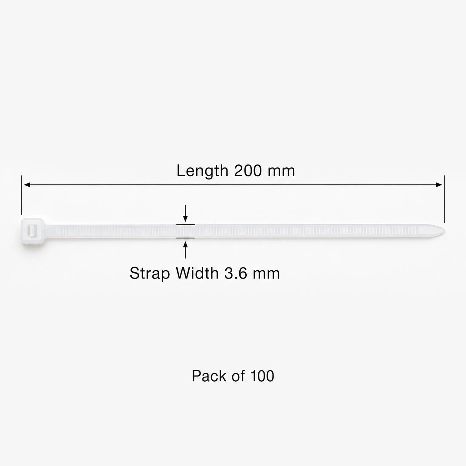 Sara Self-Locking Cable Ties - dimensions view