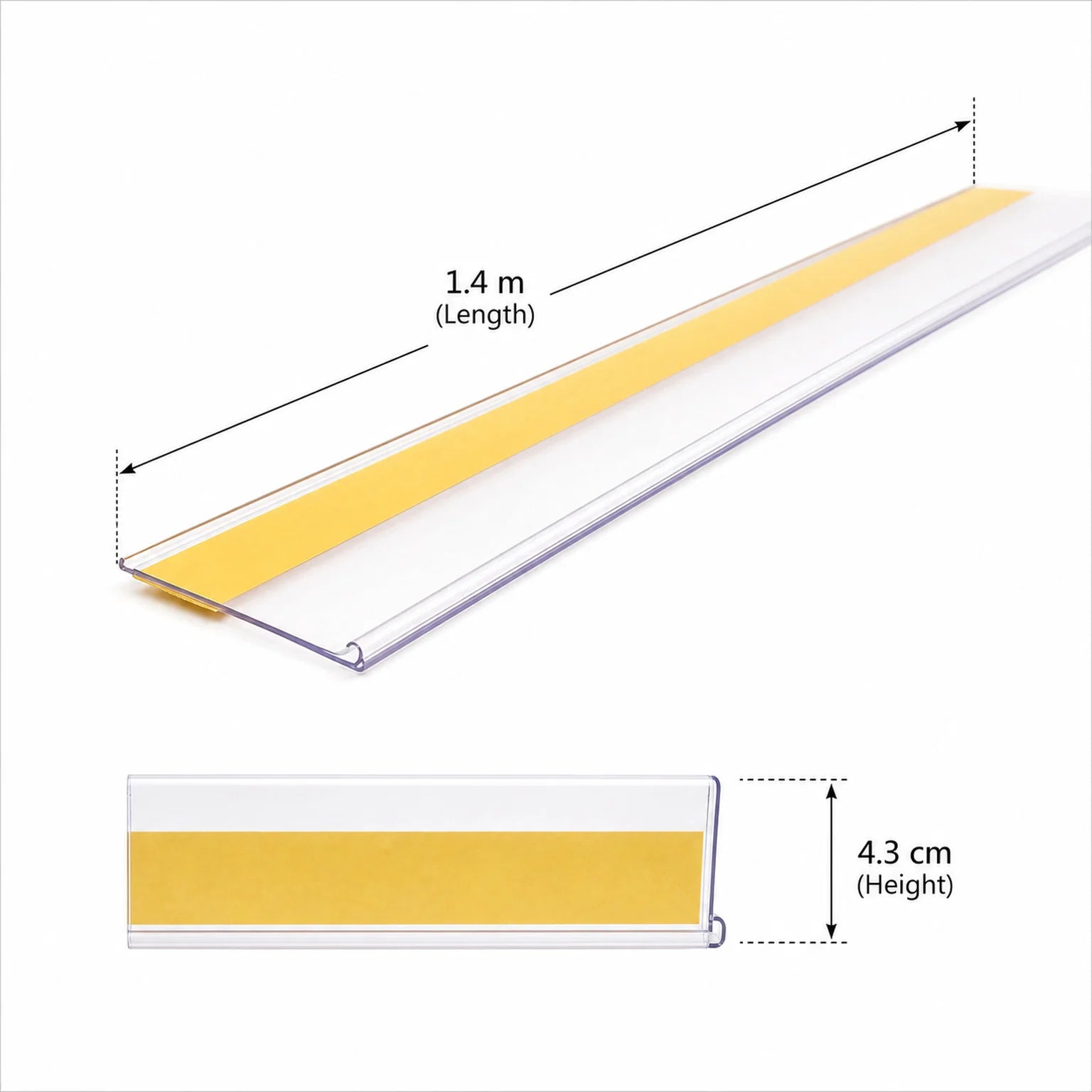 Simon Adhesive Shelf Guard Strip - dimensions view