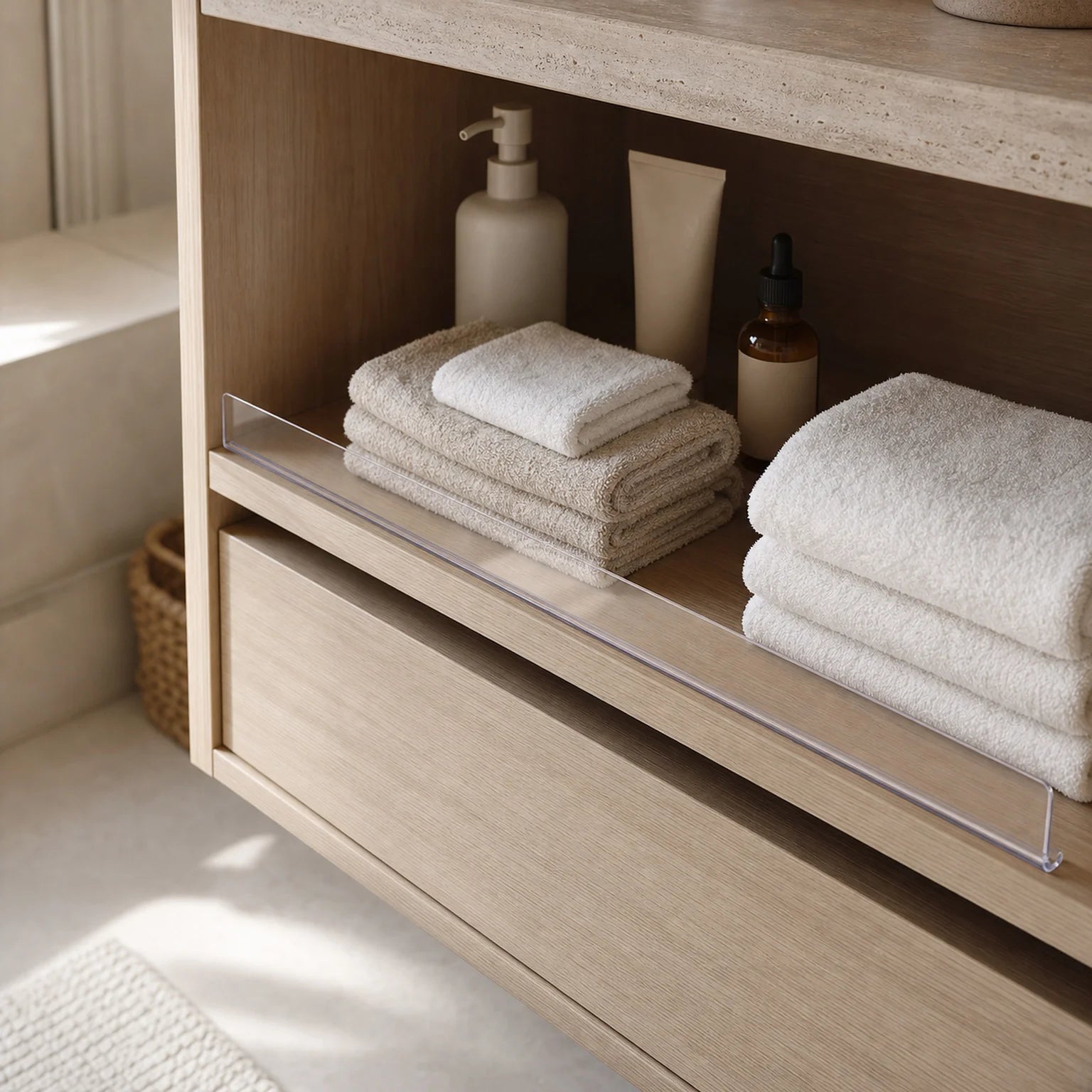 Simon Adhesive Shelf Guard Strip - lifestyle view