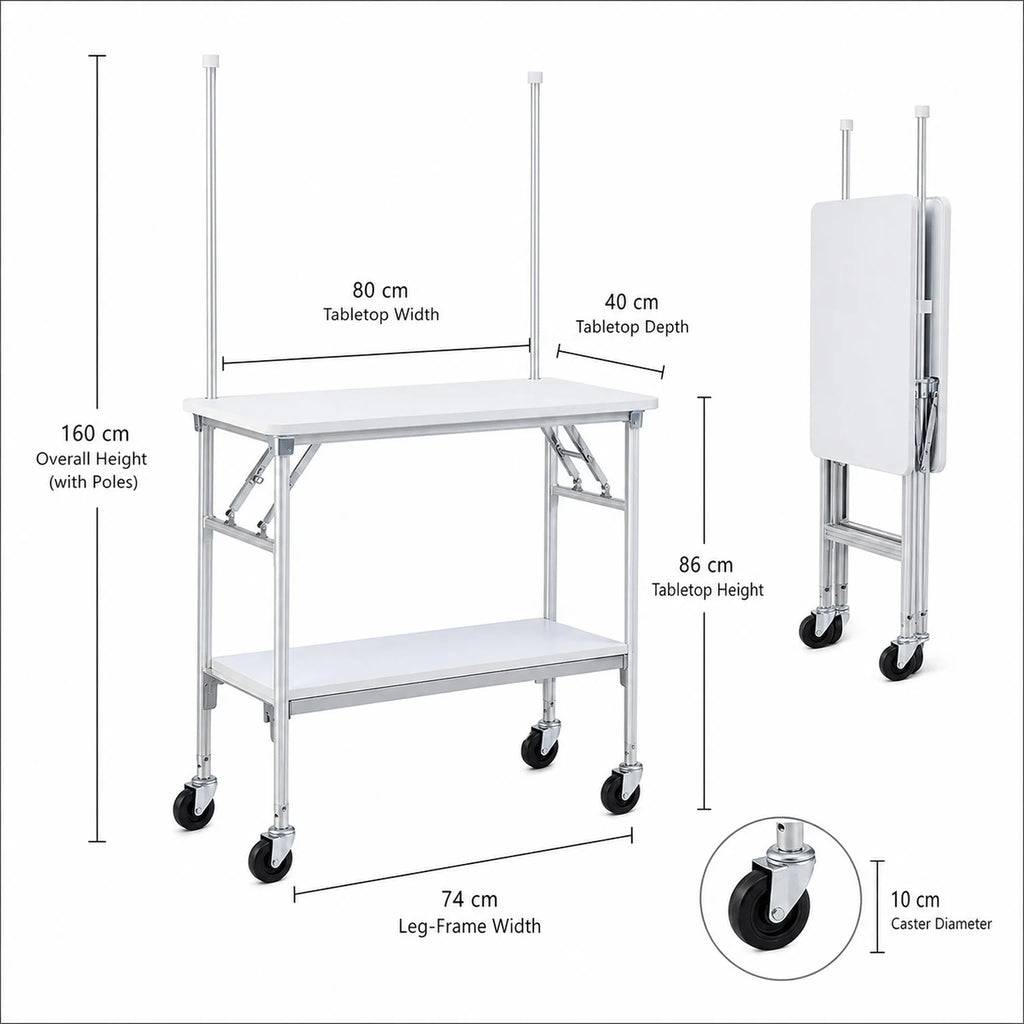 Sofia Folding Promotional Tasting Table - dimensions view