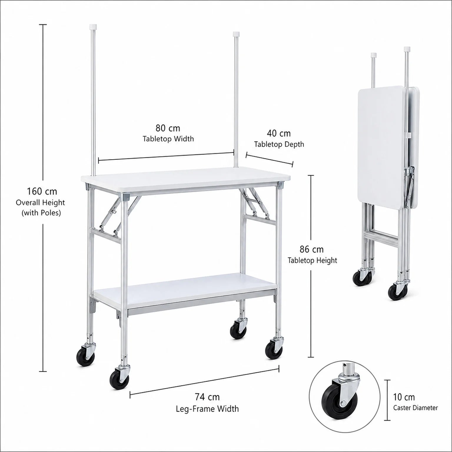 Sofia Folding Promotional Tasting Table - dimensions view
