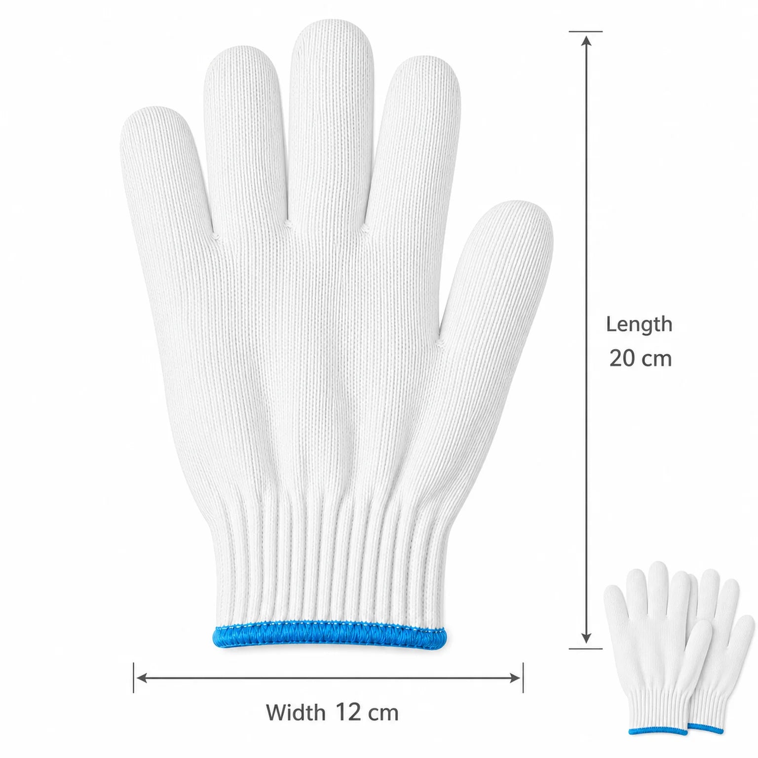 Stefan Knitted Work Gloves - dimensions view