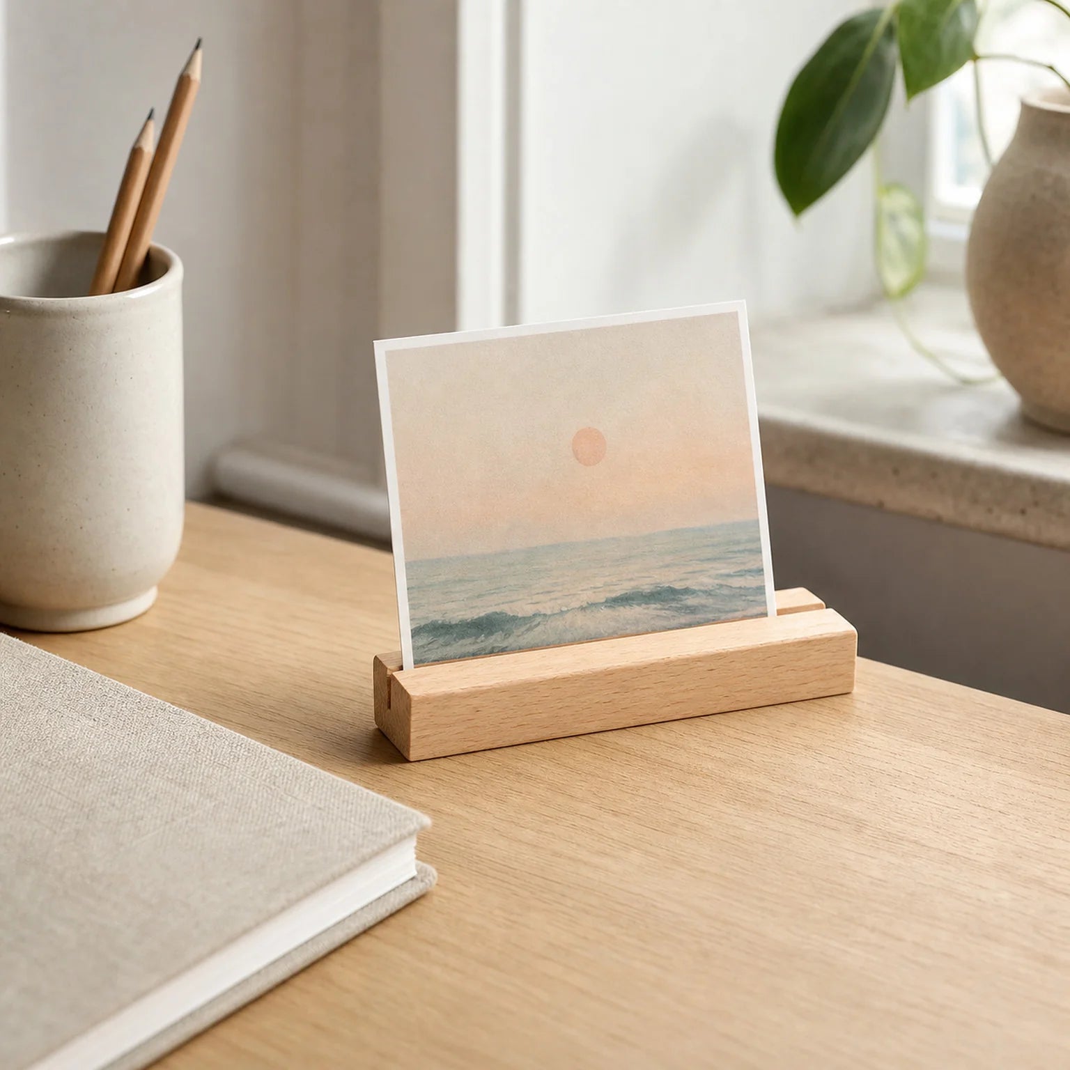 Tomas Wooden Postcard Display Stand - lifestyle view