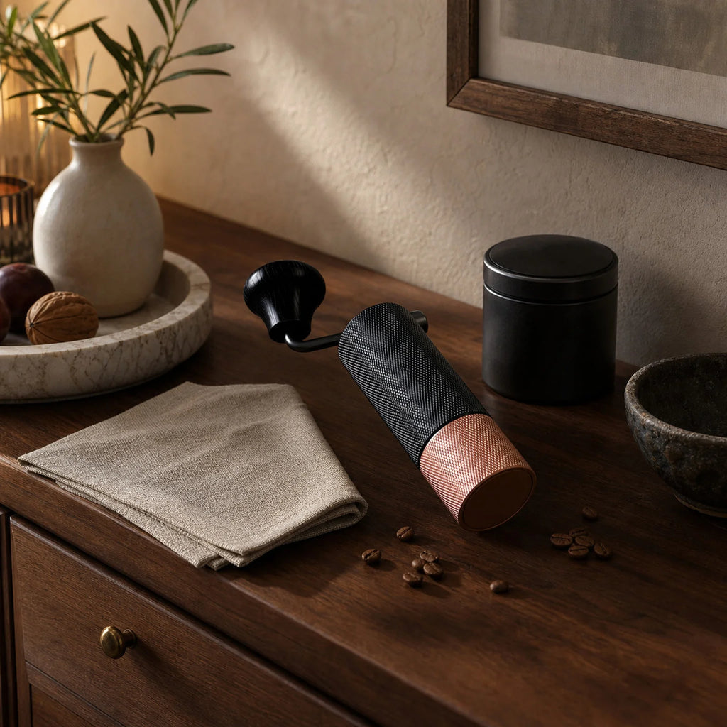 Victor Manual Coffee Grinder Including Cleaning Brush - lifestyle view