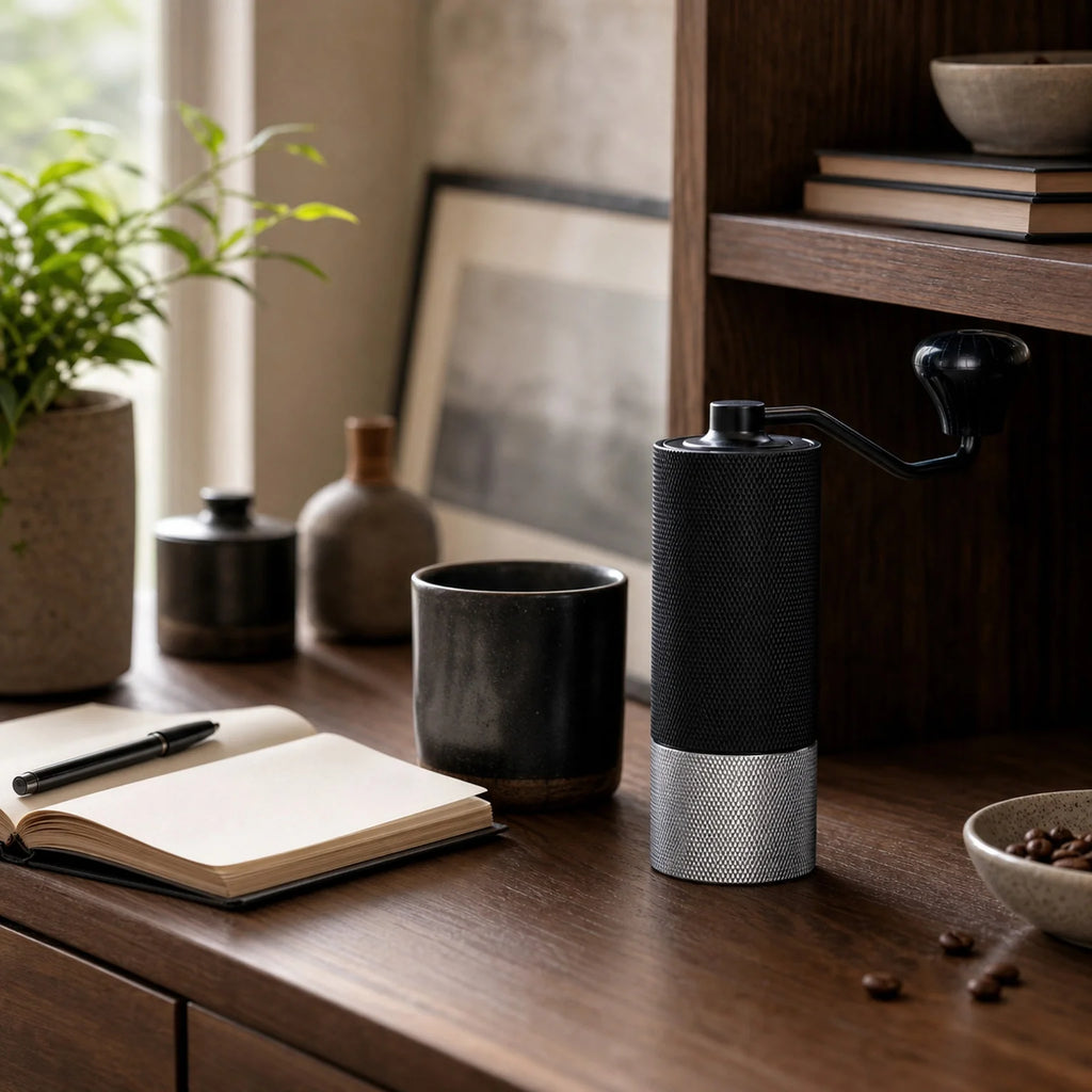 Victor Manual Coffee Grinder Including Cleaning Brush - lifestyle view