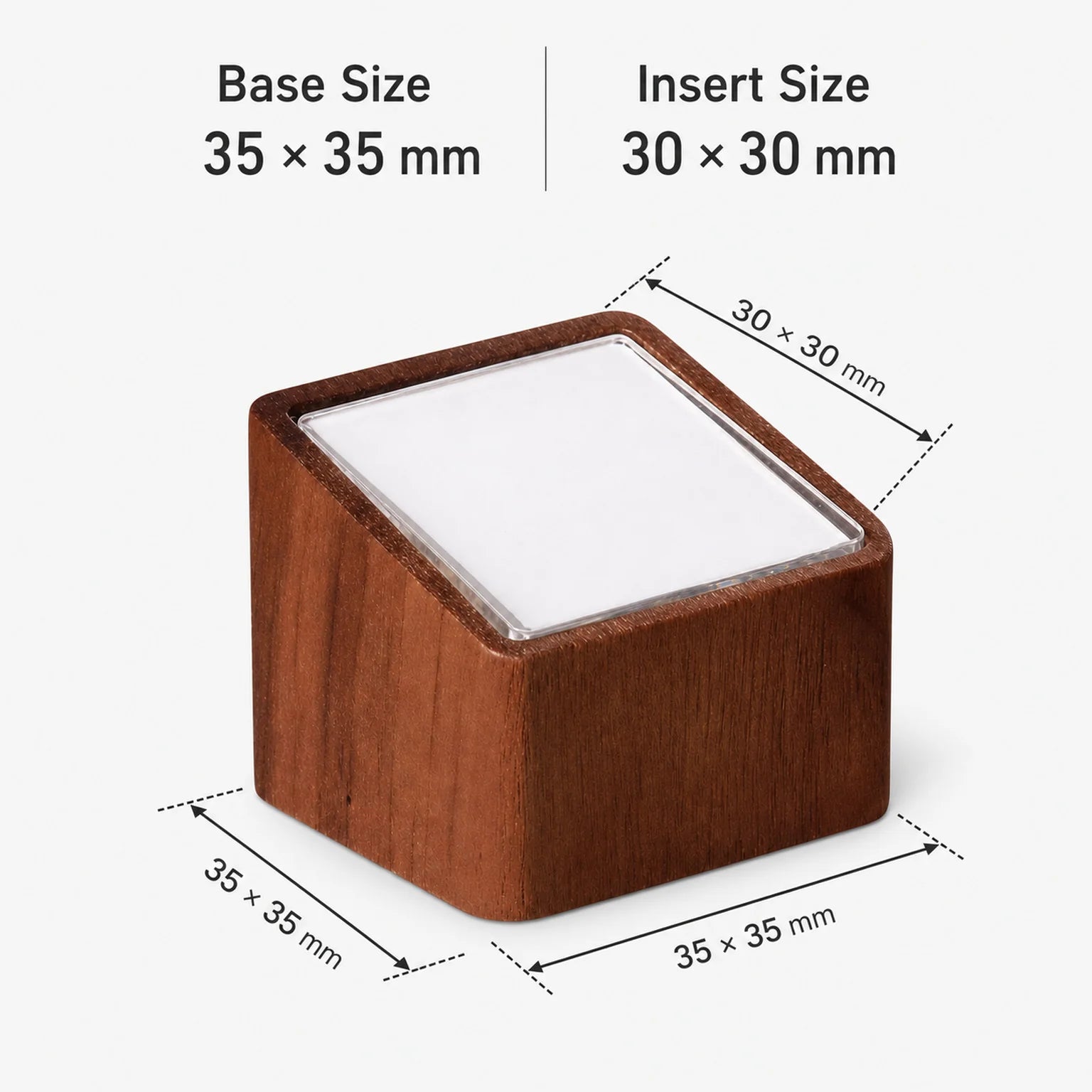 Marco Square Wooden Price Tag Holder - dimensions view